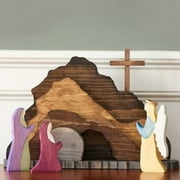 Easter Scene Wooden Decoration - Easter Table Decor, Easter Resurrection Scene Set Gift, Easter Decorations for The Home, Tabletop, Offic